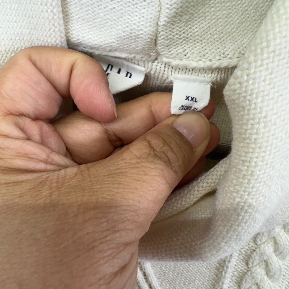 Gap Kids Poncho Sweater XXL Ivory Cable Knit Cowl Neck Coquette Preppy Cozy